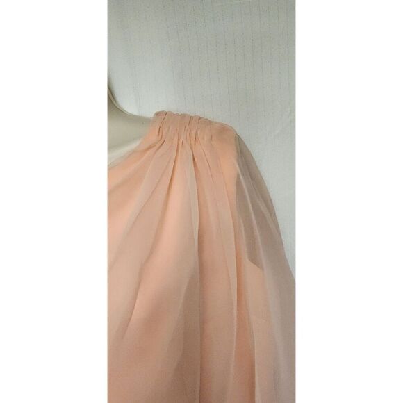Vintage 70s Peach Formal Gown Maxi A-Line Chiffon Dress Size 14 - Picture 5 of 7